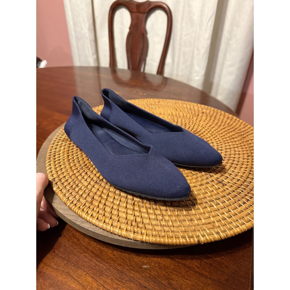 MIA Navy Blue Knit Pointed Toe Ballet Flats Womens Size 7 Woven Comfort Shoes